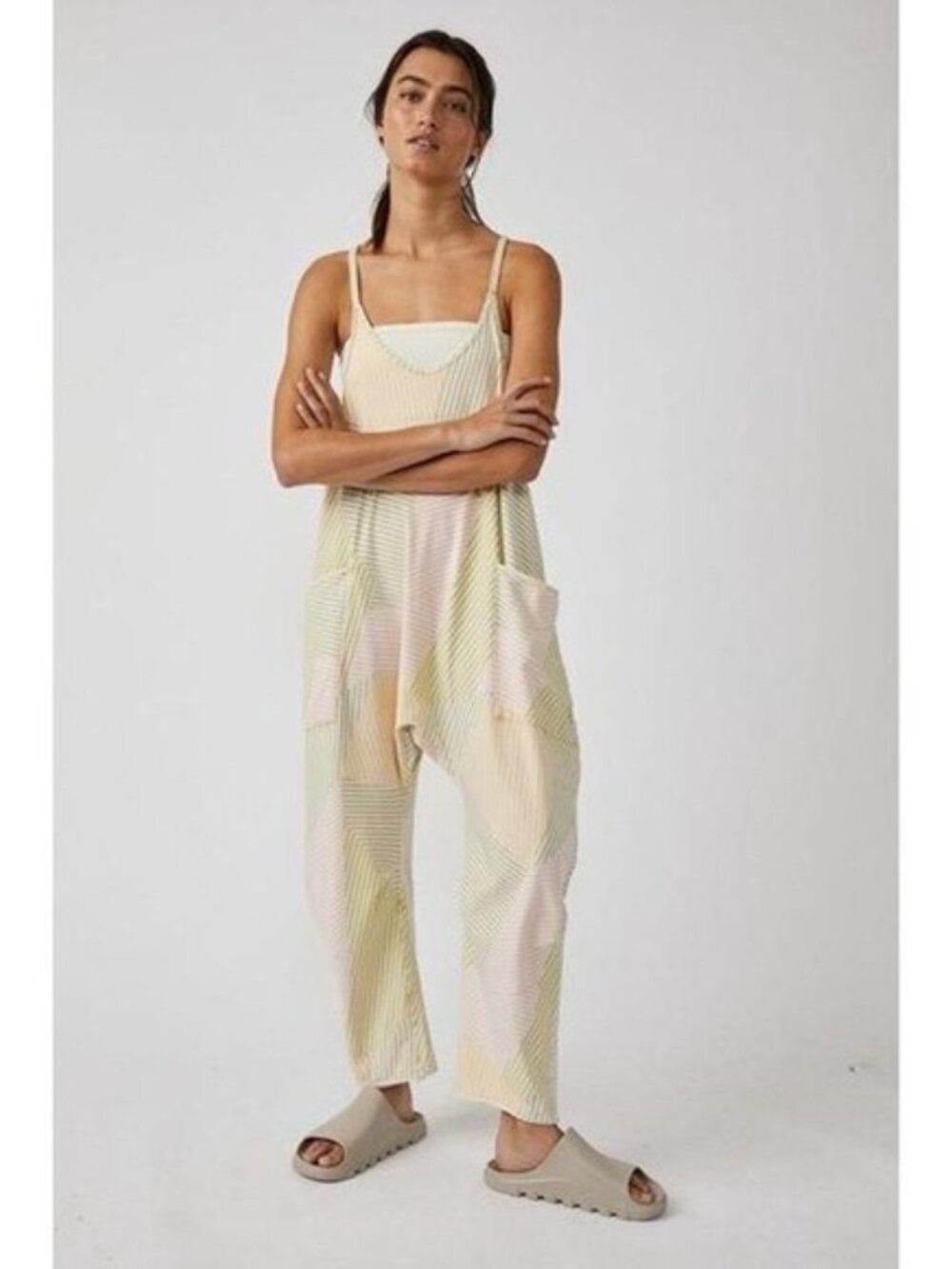 Free People Movement Hot Shot Onesie Striped Sz M